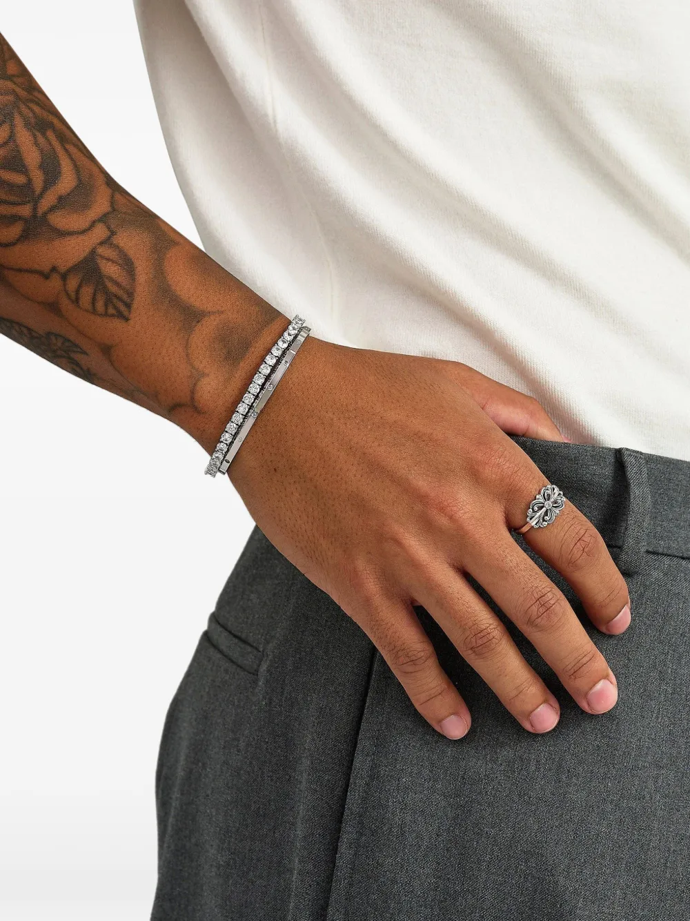 Nialaya Jewelry Tennis zirconia-embellishment bracelet - Argento