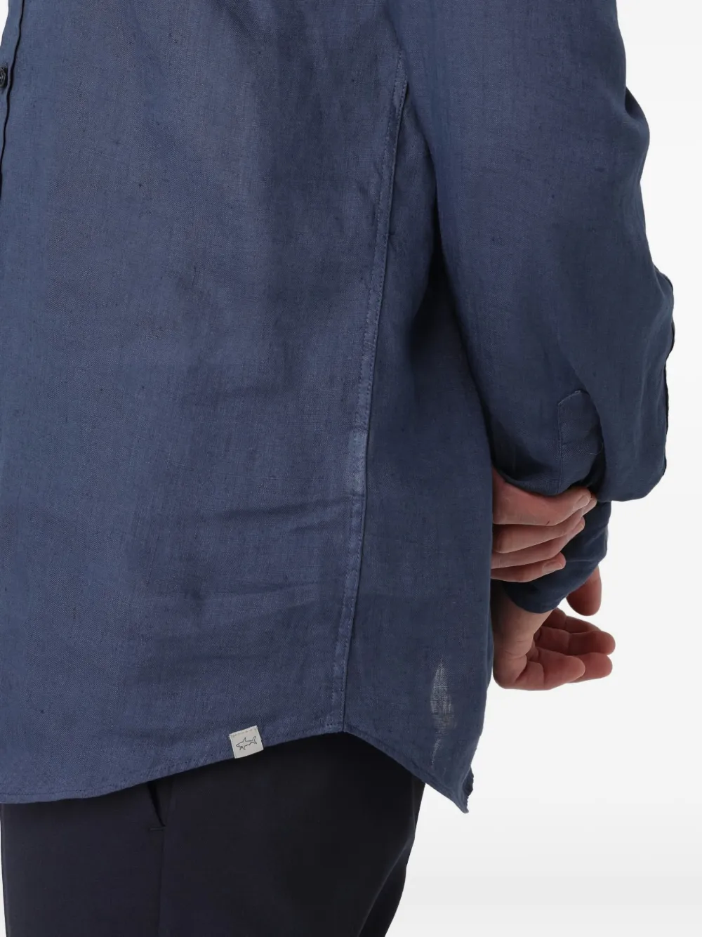Paul & Shark Long-sleeve Linen Shirt In Blue