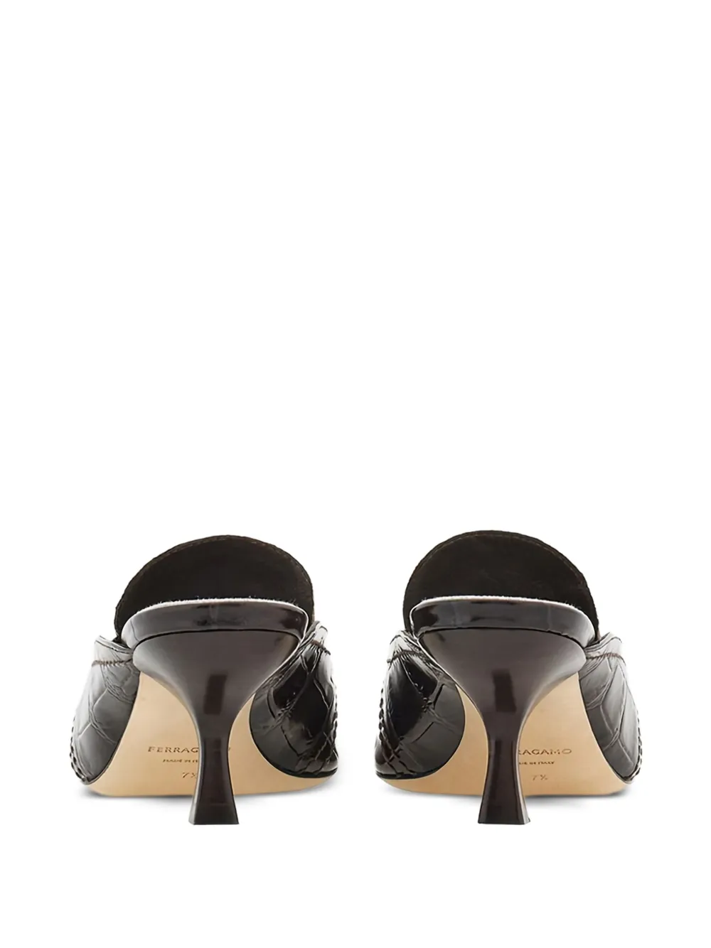 Ferragamo crocodile-effect mules Neutrals