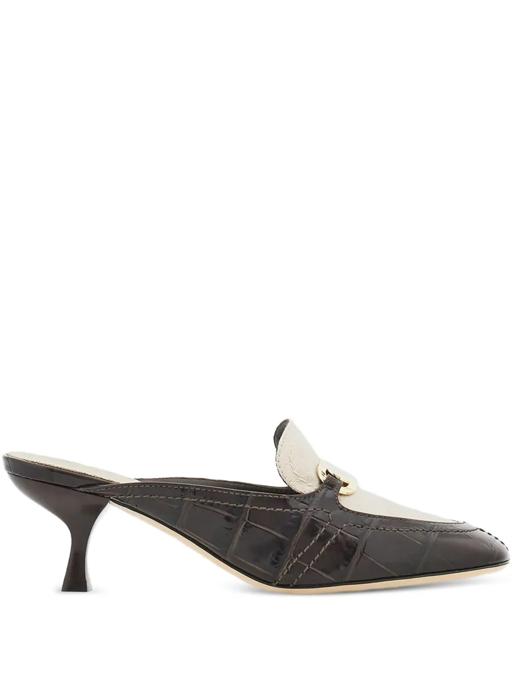 Ferragamo crocodile-effect mules Neutrals