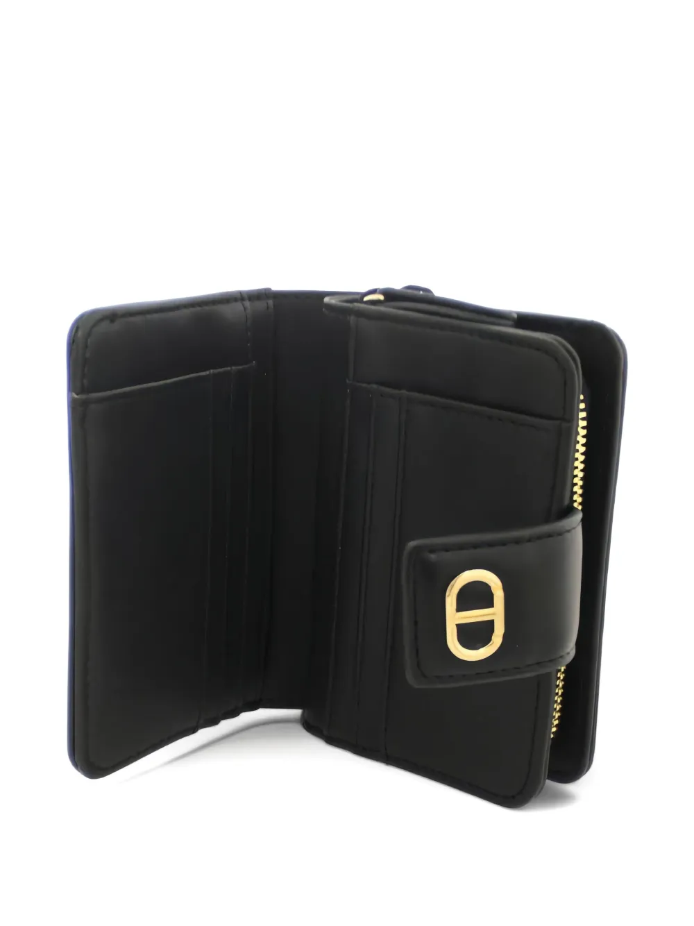 Twinset Gold-tone Oval-t Wallet In Black