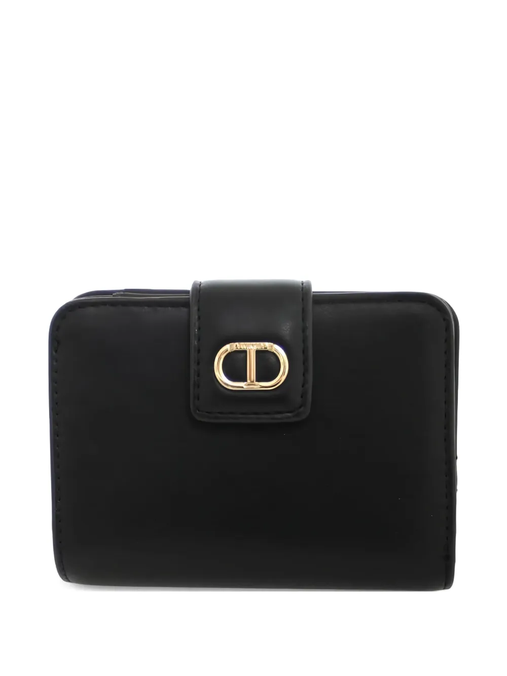 Twinset Gold-tone Oval-t Wallet In Black