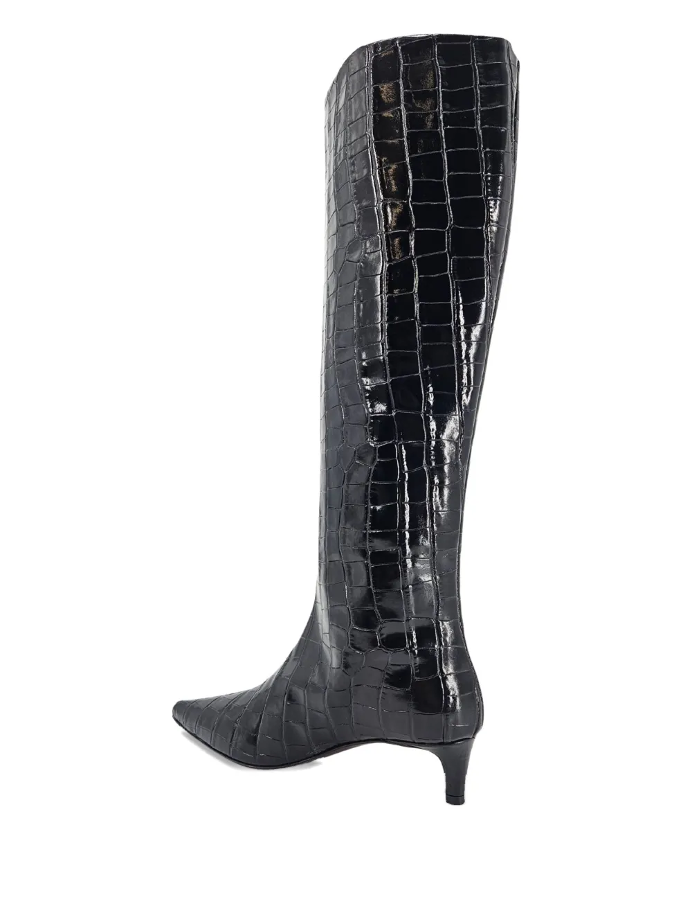 Madison.maison 45mm Croc-effect Pointy-toe Boots In Black