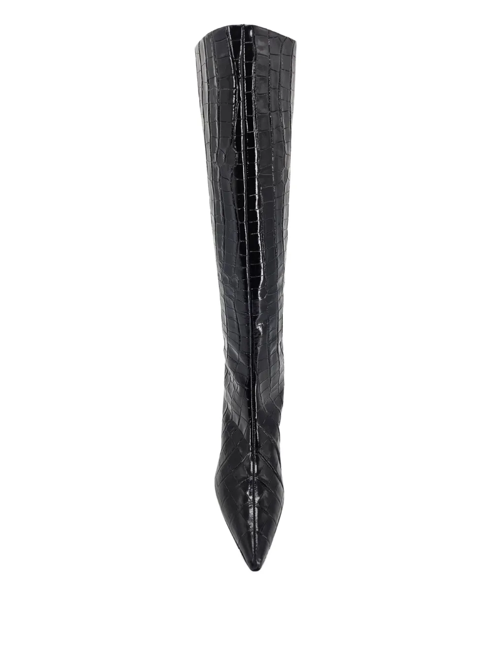 Madison.maison 45mm Croc-effect Pointy-toe Boots In Black