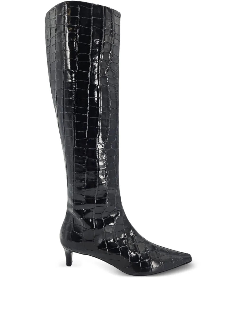 Madison.Maison 45mm croc-effect pointy-toe boots | Black | Image 1