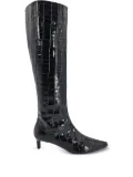 Madison.Maison 45mm croc-effect pointy-toe boots - Black
