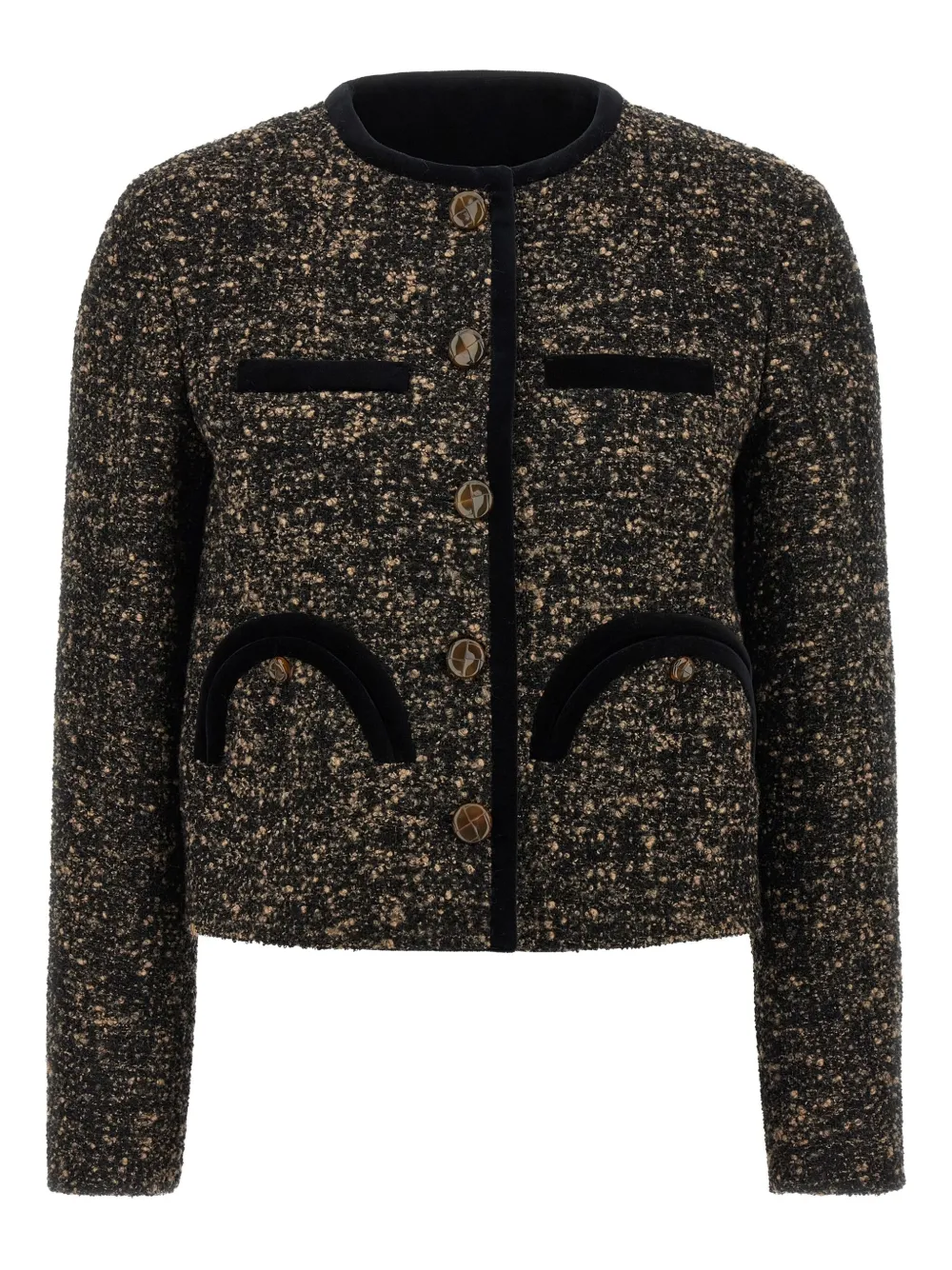 Blazé Milano Katara embossed trim-detail blazer | Brown | Image 1