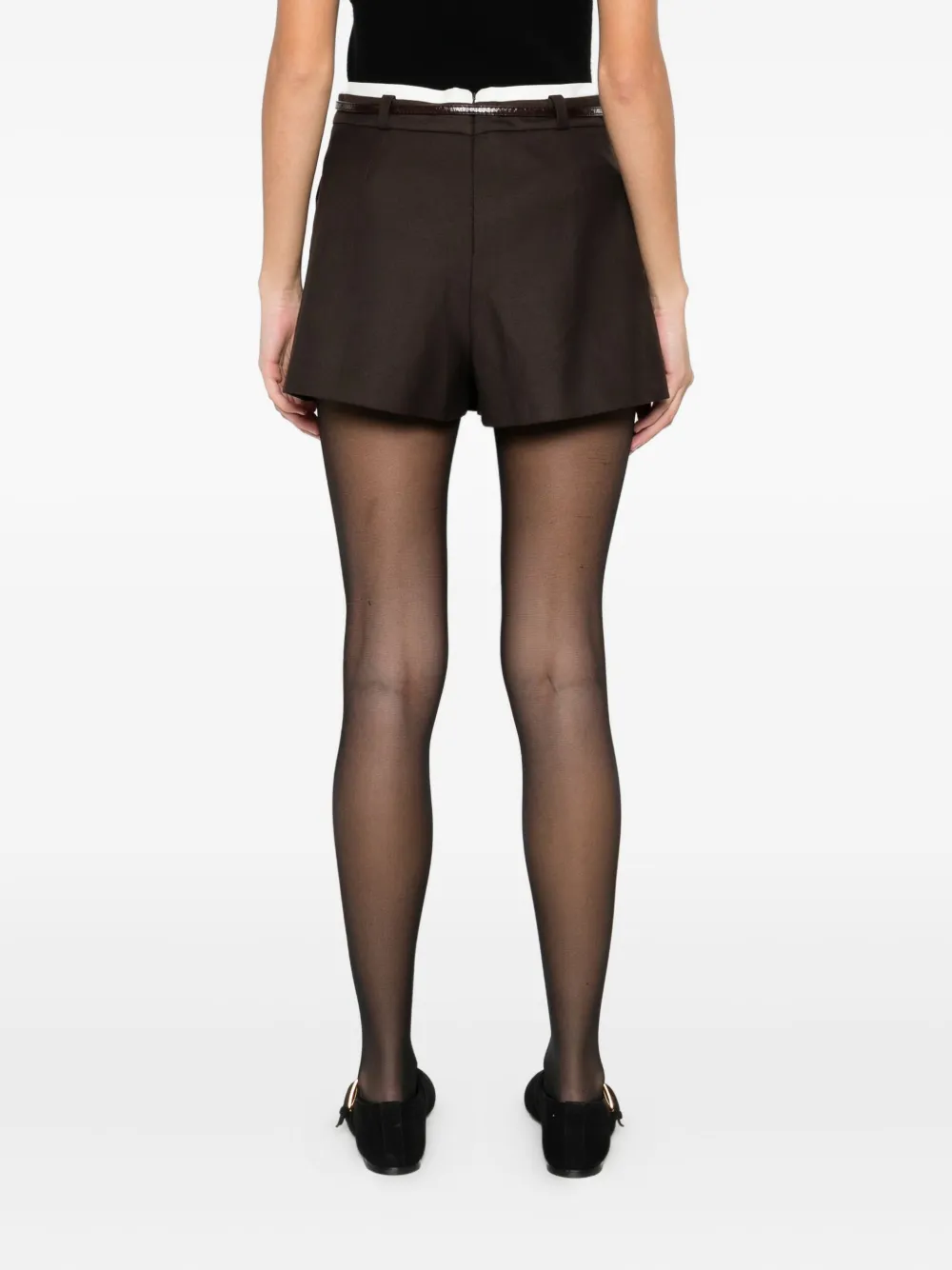 Maje Skorts met ceintuur en plooien Bruin