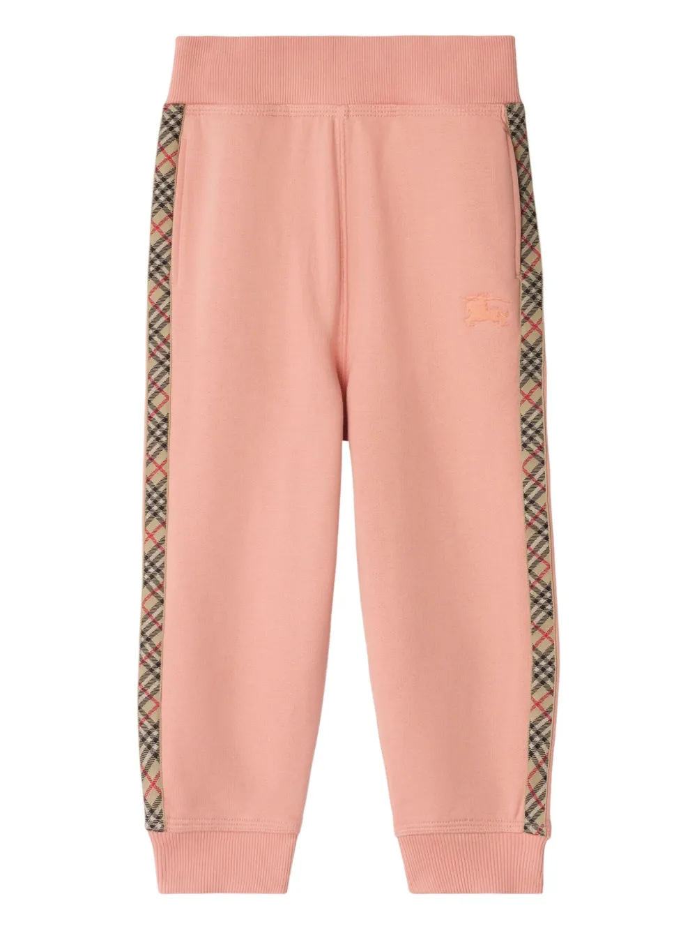 Burberry Kids check-trimmed cotton jogging pants | Pink | Image 1