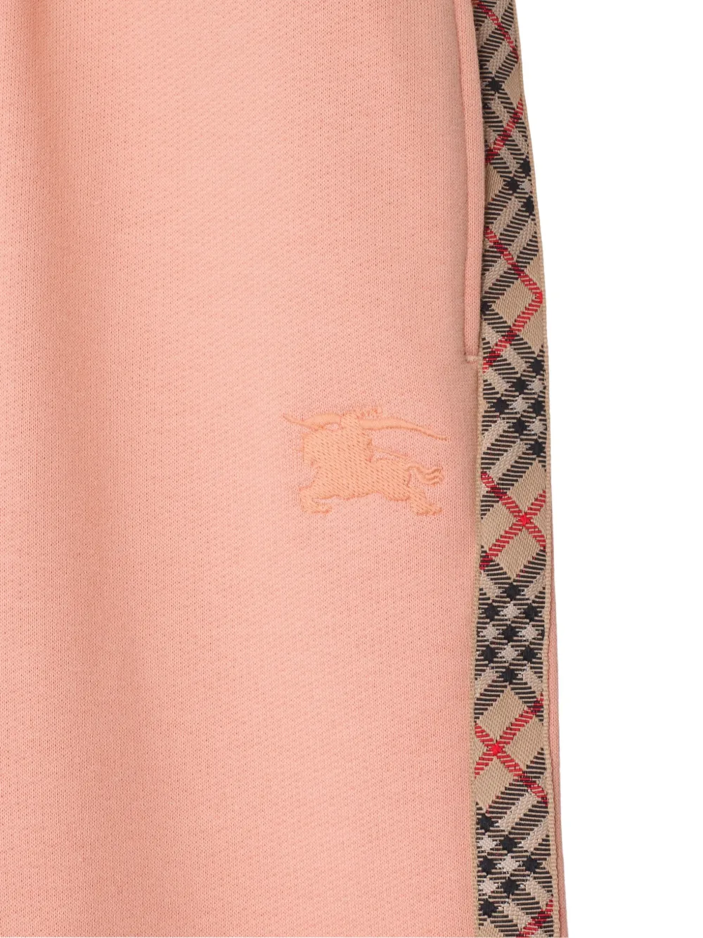 Burberry Slipper Pink Check Trim Cotton Jogging Bottoms 3-14 In Pink