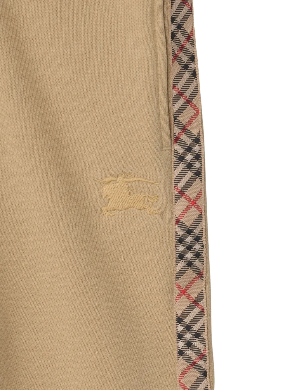 Burberry Sand Check Trim Cotton Jogging Bottoms 3-14 In Neutral