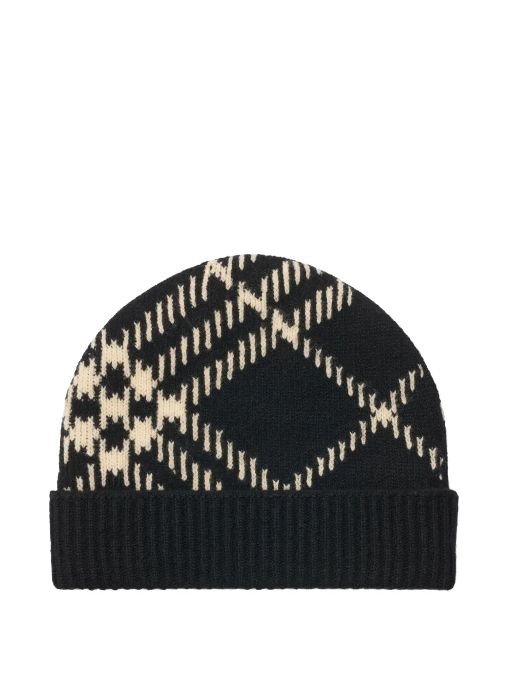 Burberry Check Cashmere Blend Beanie In Black
