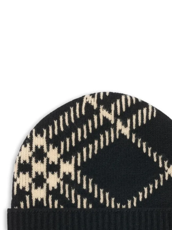 Burberry チェック カシミアビーニー | ブラック | FARFETCH JP