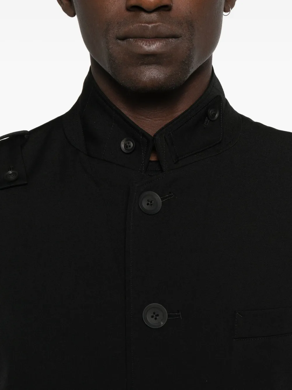 Yohji Yamamoto mandarin-collar buttoned jacket Zwart