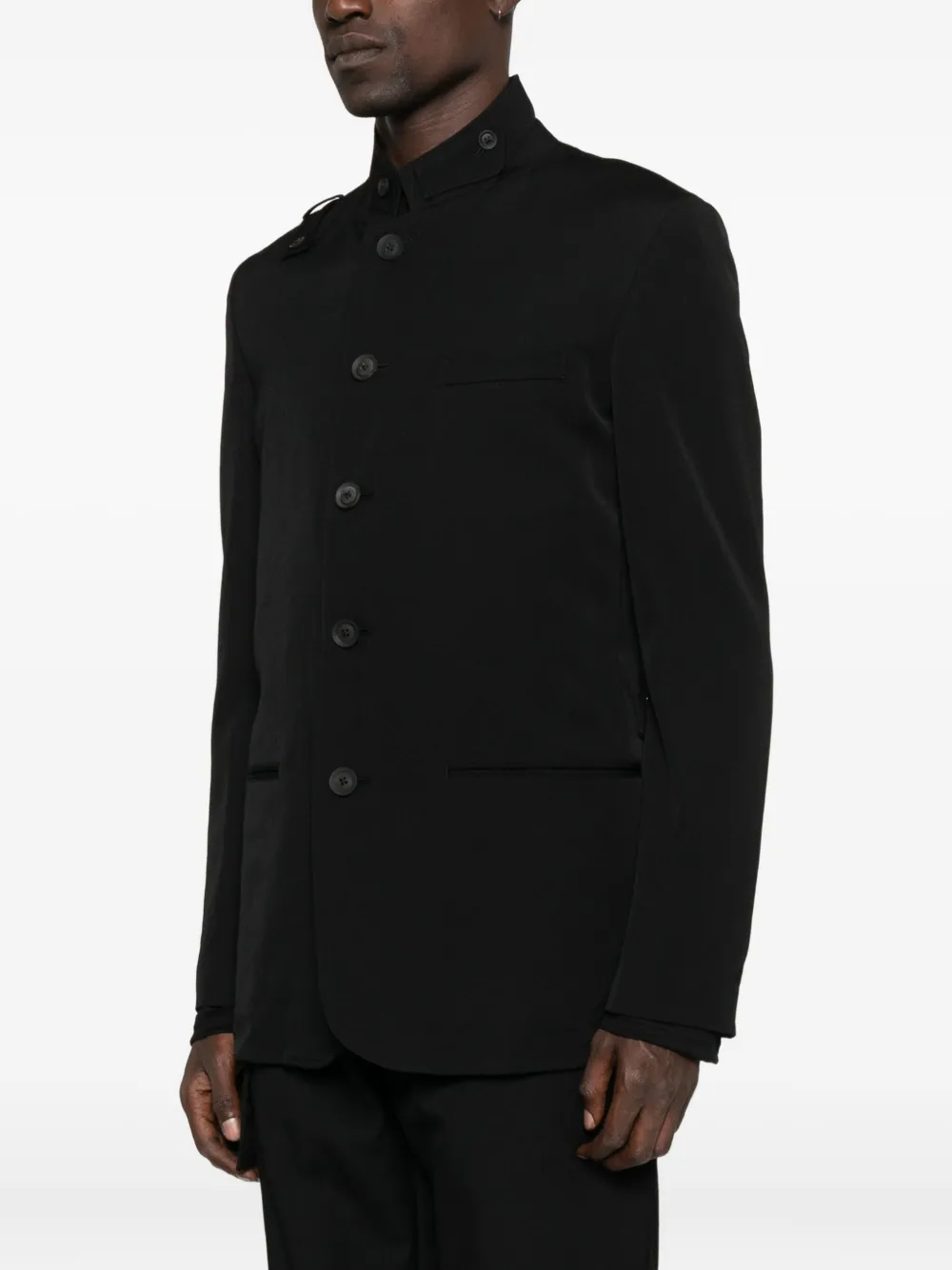 Yohji Yamamoto mandarin-collar buttoned jacket Zwart