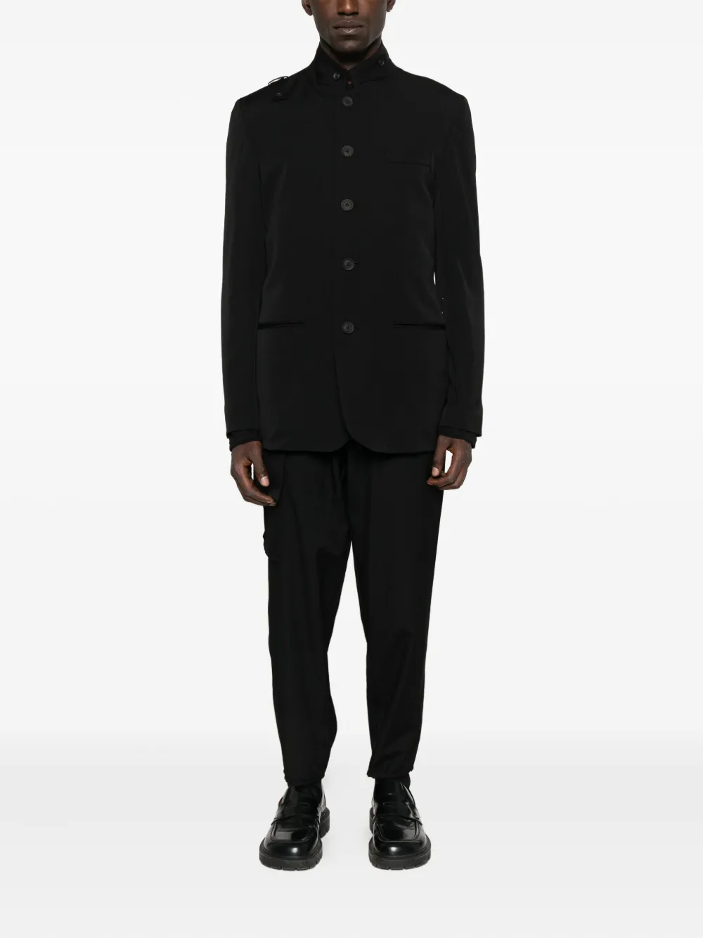 Yohji Yamamoto mandarin-collar buttoned jacket Zwart