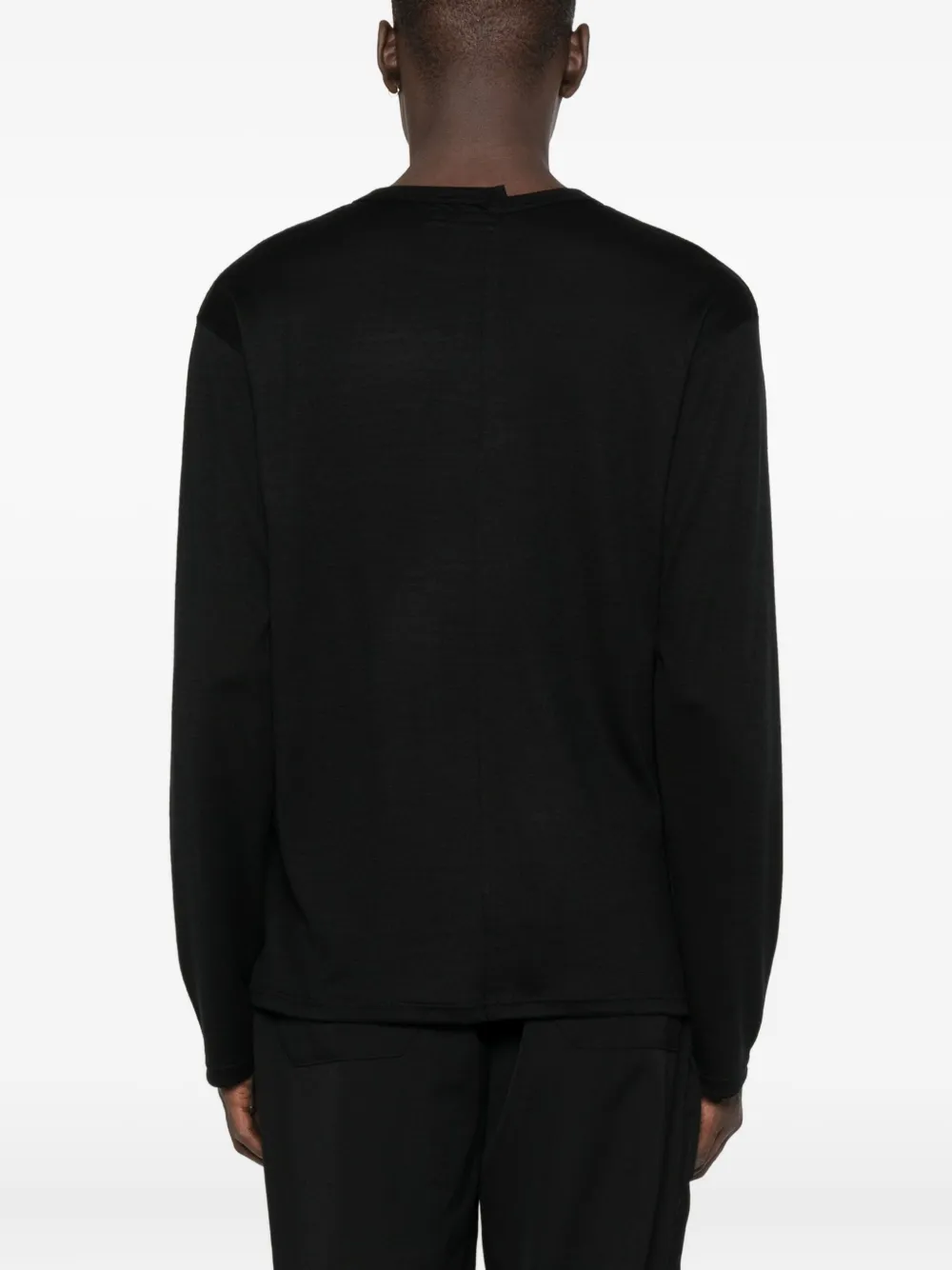 Yohji Yamamoto long-sleeve wool T-shirt Zwart
