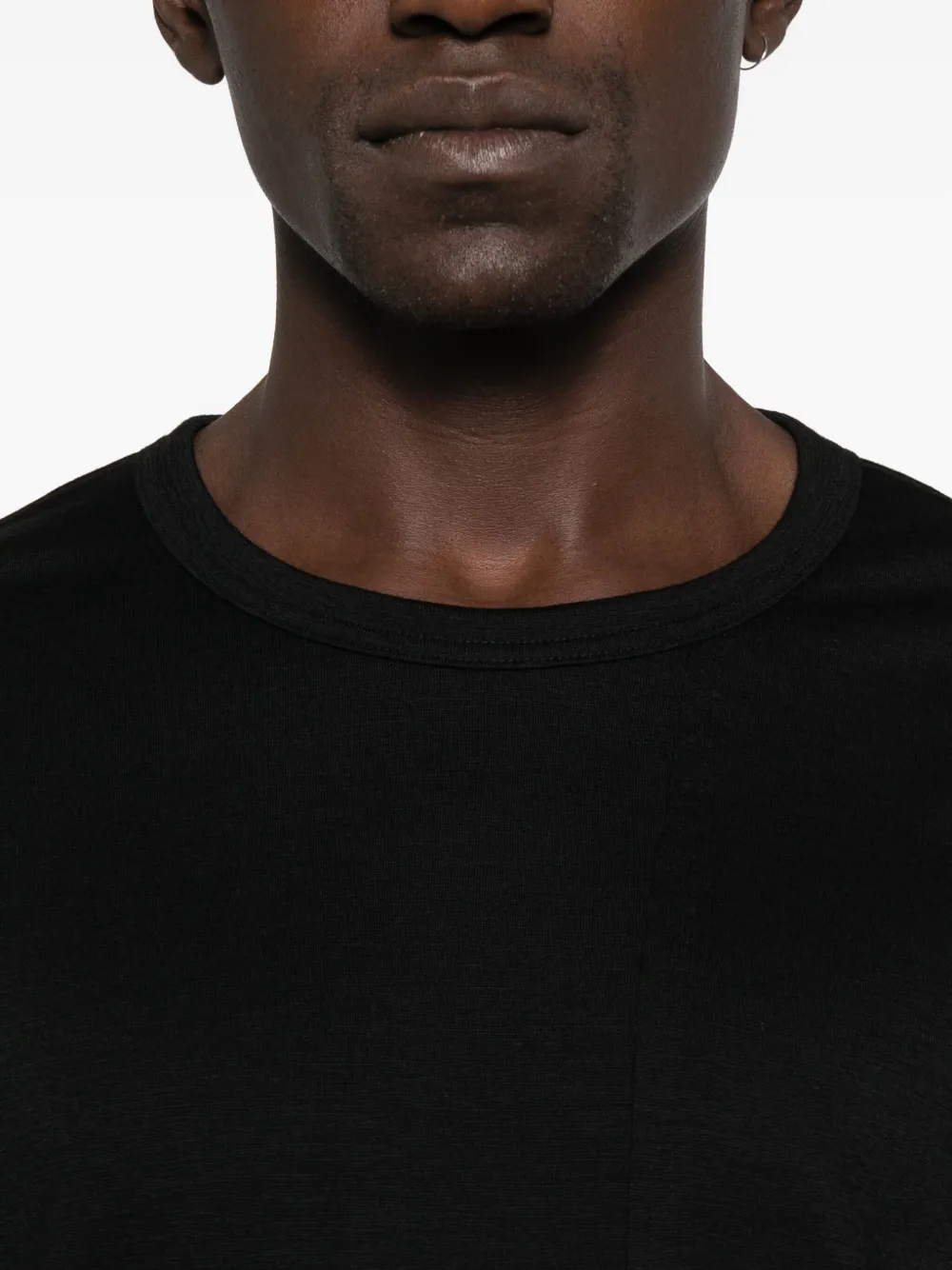 Yohji Yamamoto long-sleeve wool T-shirt Zwart
