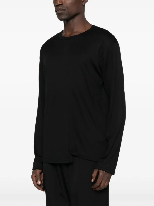 美品✨Yohji Yamamoto ダークグレー（ブラックに近い）長袖カットソー ヨウジヤマモト 長袖 ロンT カットソー アシンメトリー 無地 黒