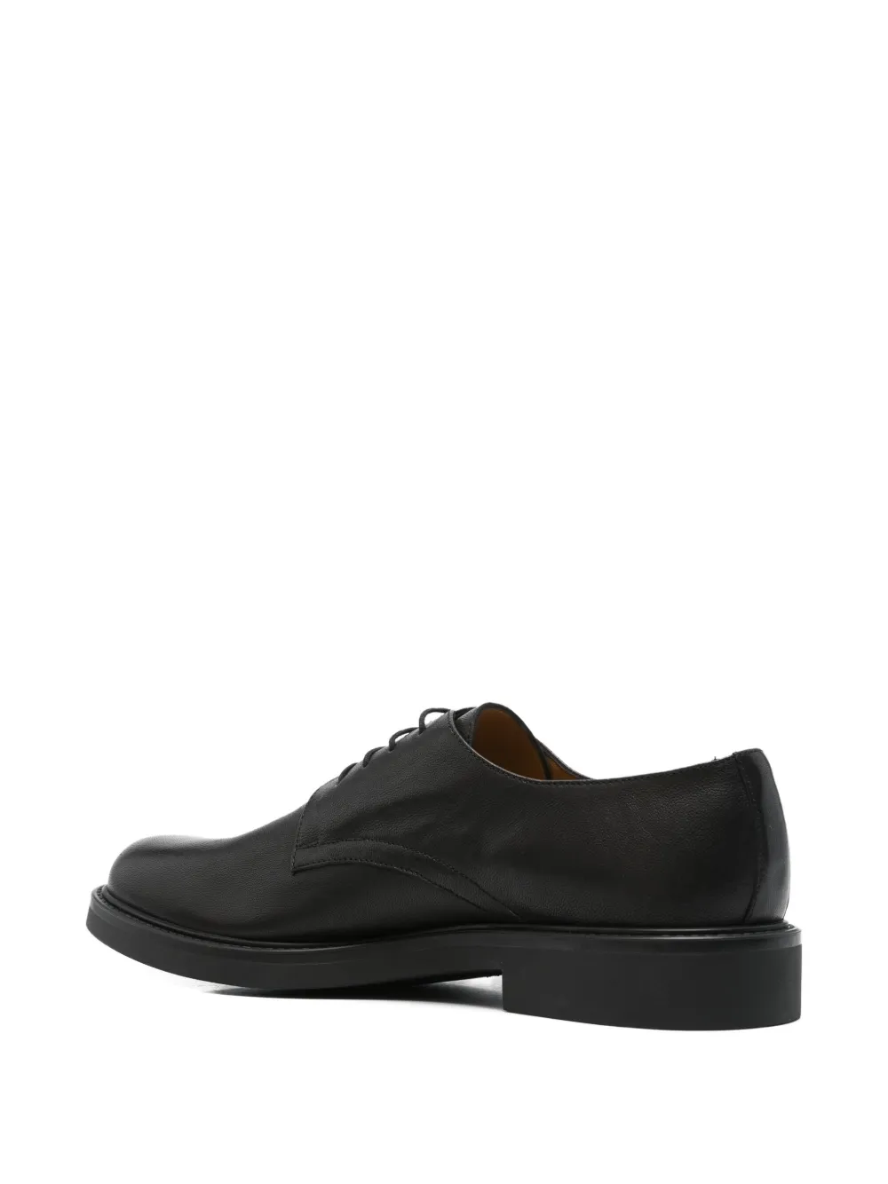 Common Projects Officers Derby Lace Up Shoes In Black Leather In Black
