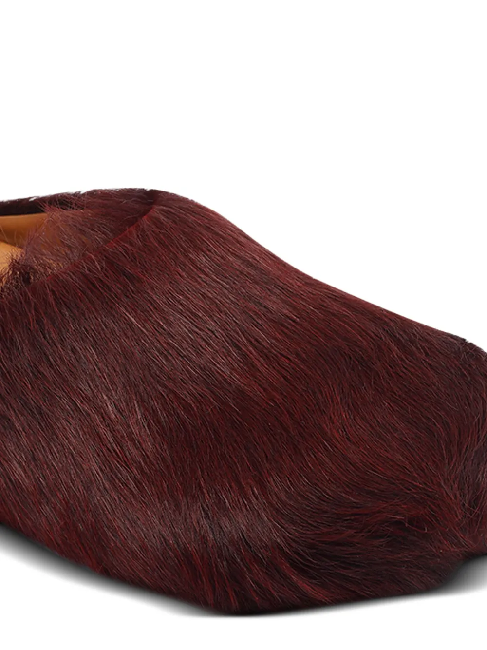 Marni Bordeaux Faux Fur Leather Slippers In Burgundy