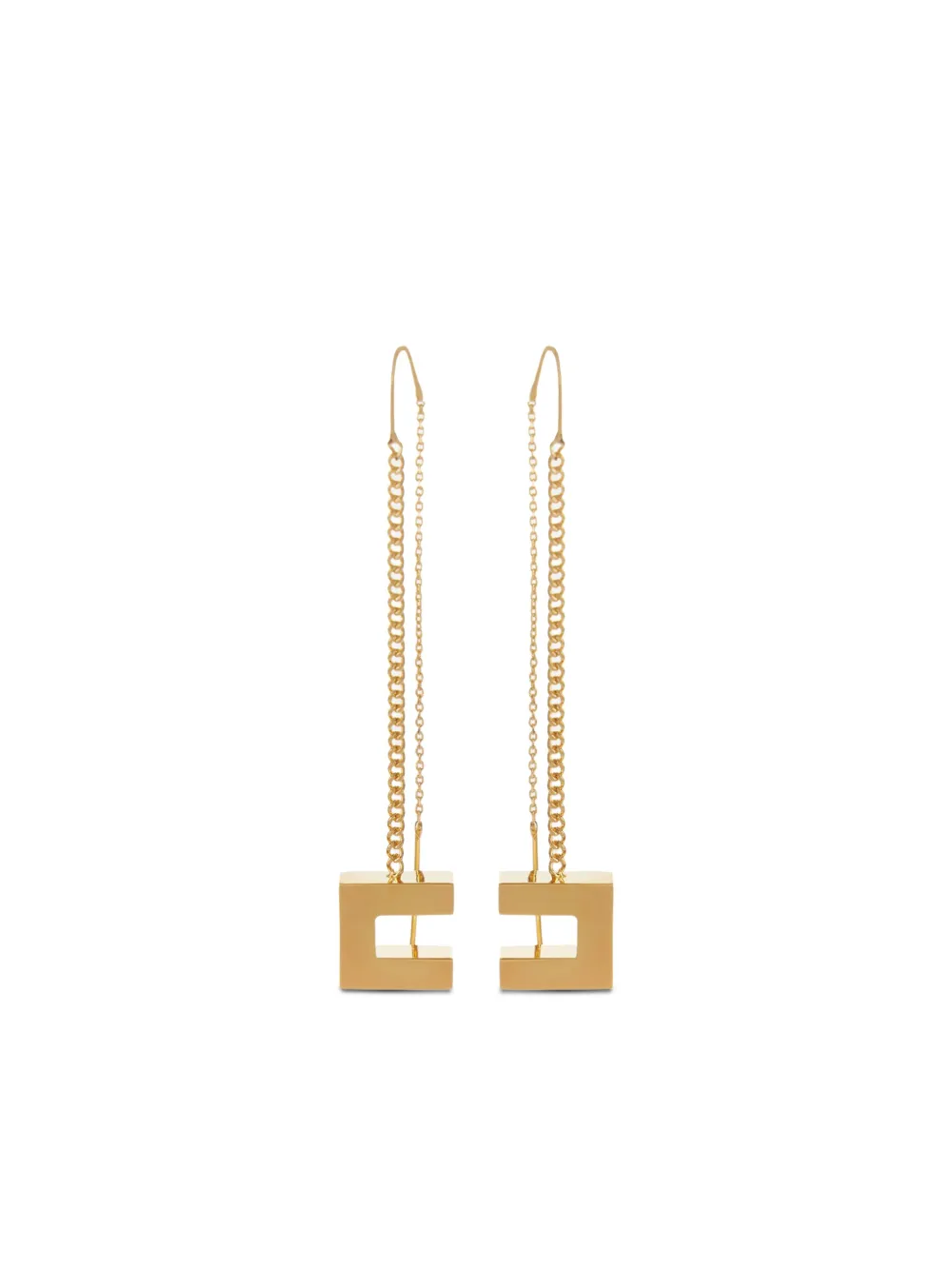 Elisabetta Franchi Dangling Geometric Shape Chain Detail Earrings In Gold