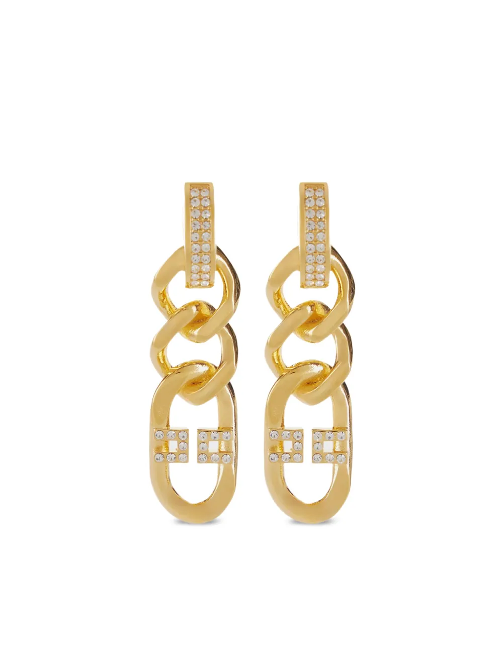 Elisabetta Franchi crystal-embellished chain earrings - ゴールドトーン Elisabetta Franchi crystal-embellished chain earrings - ゴールドトーン