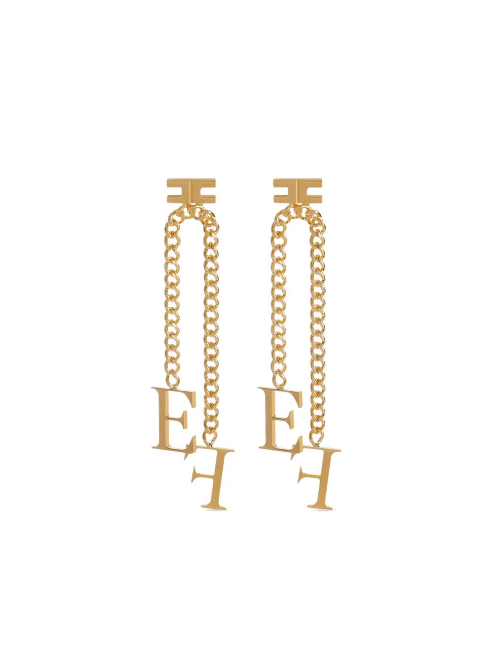 Elisabetta Franchi logo-pendant chain earrings - ゴールドトーン Elisabetta Franchi logo-pendant chain earrings - ゴールドトーン