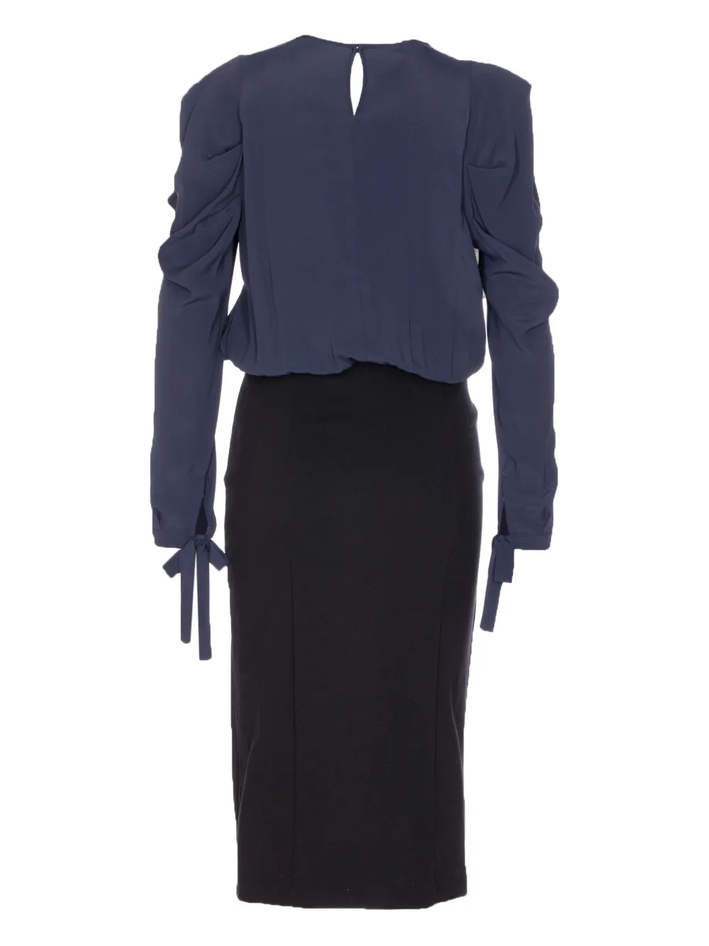 PINKO puff-sleeve button-detail midi dress - Blauw
