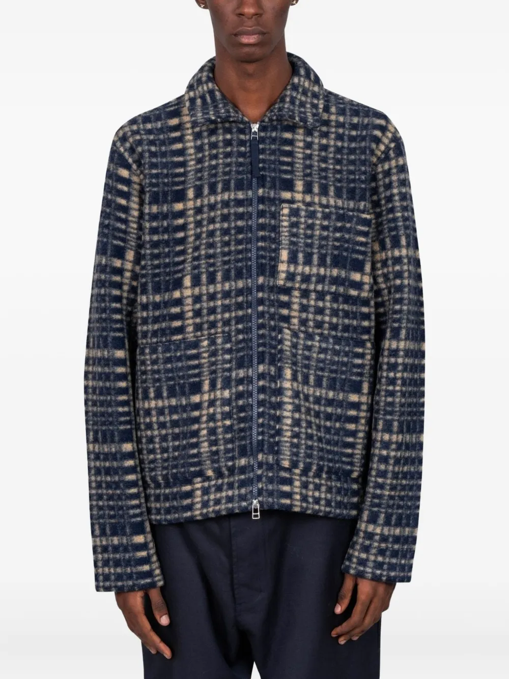 Universal Works ジップアップ シャツジャケット - ブルー Universal Works ジップアップ シャツジャケット - ブルー