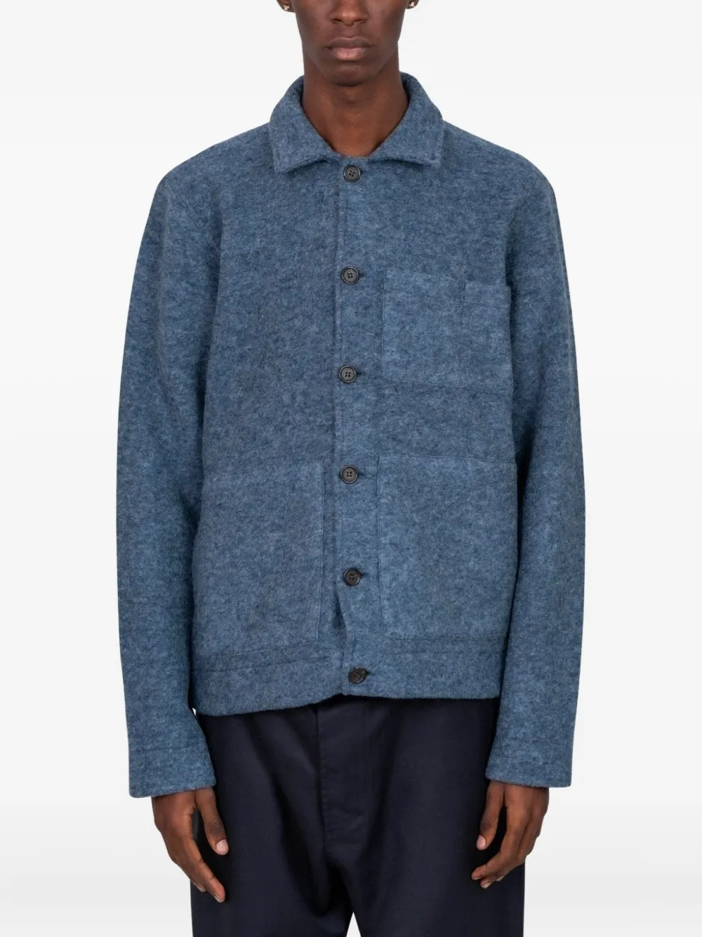 Universal Works button-up shirt jacket | Blue | Image 1