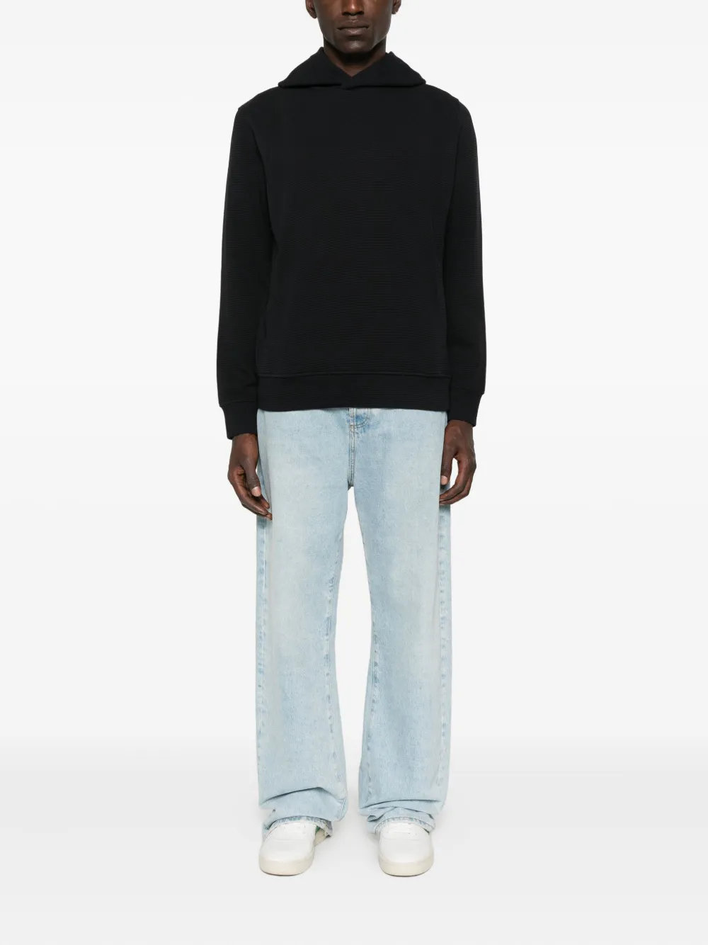 Emporio Armani cotton-blend hoodie Blauw