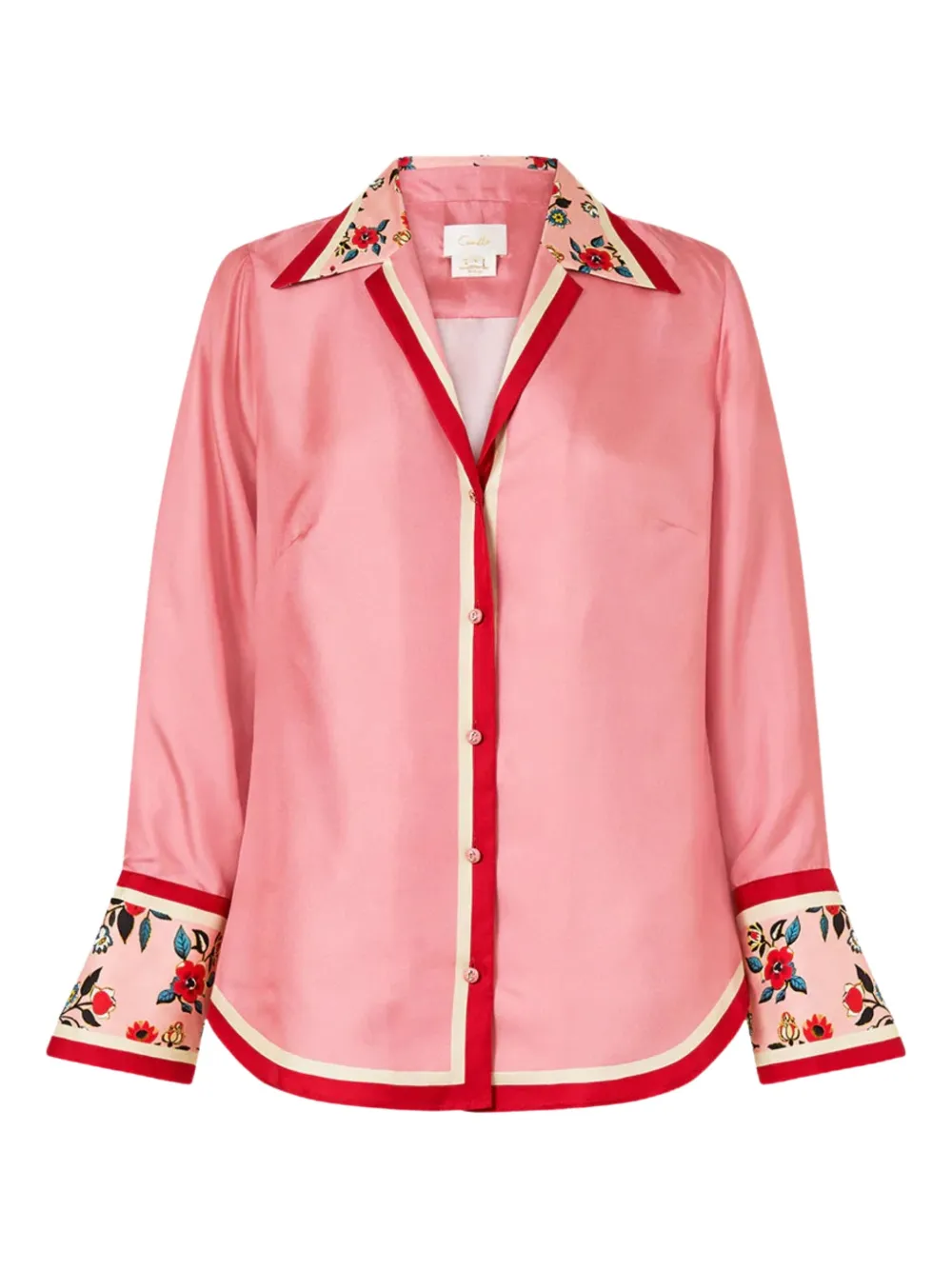 Camilla Zijden blouse met bloemenprint Roze