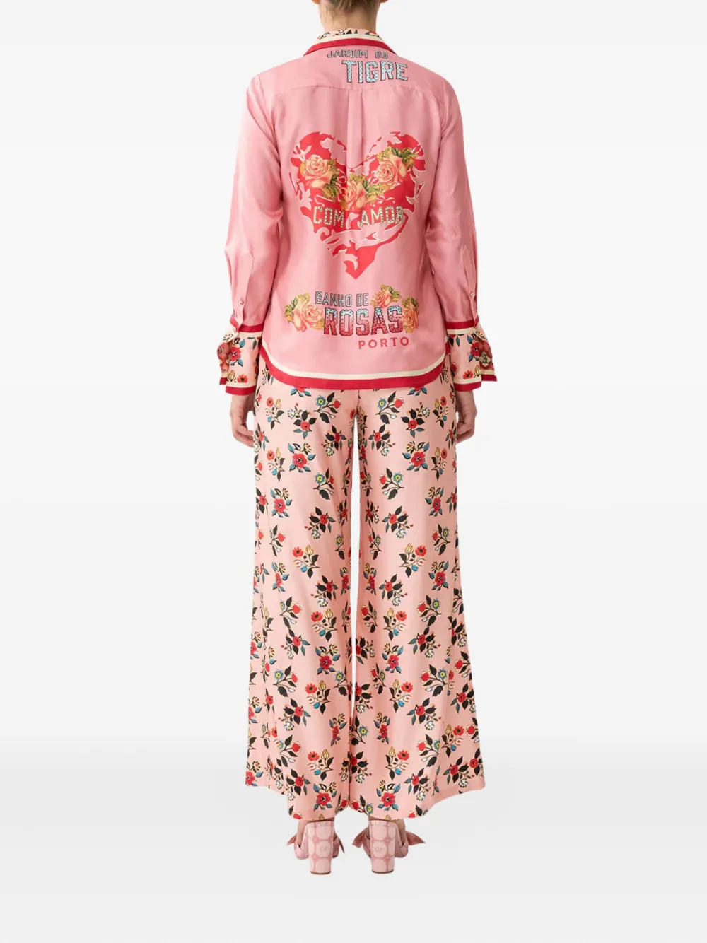 Camilla Zijden blouse met bloemenprint Roze