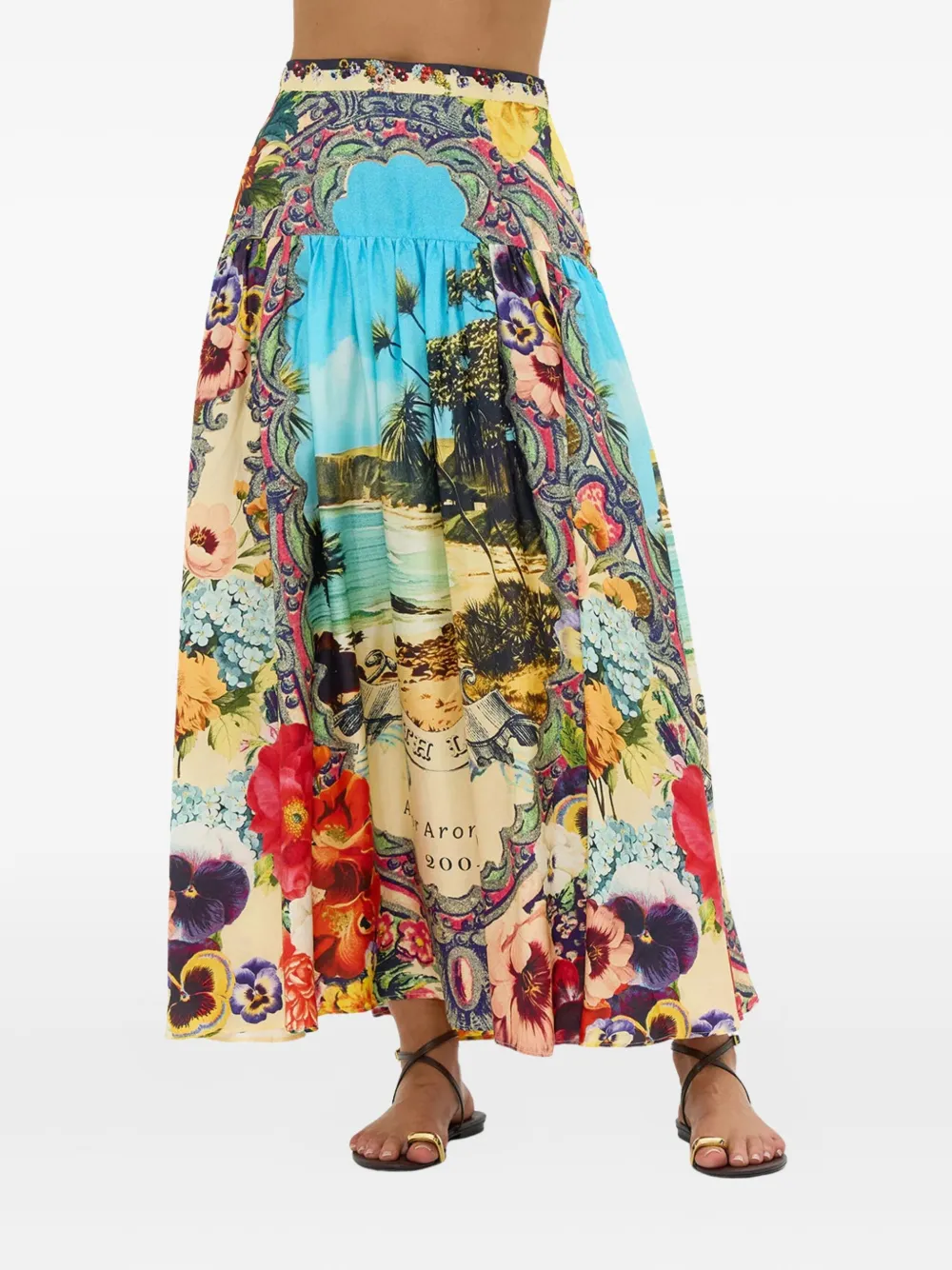 Camilla Gesmockte midi-rok met bloemenprint Blauw