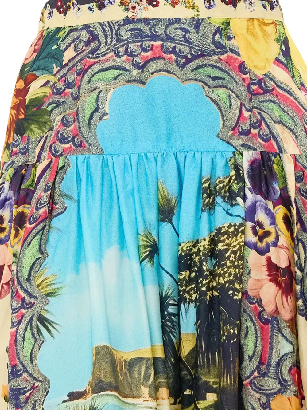 Camilla Gesmockte midi-rok met bloemenprint Blauw