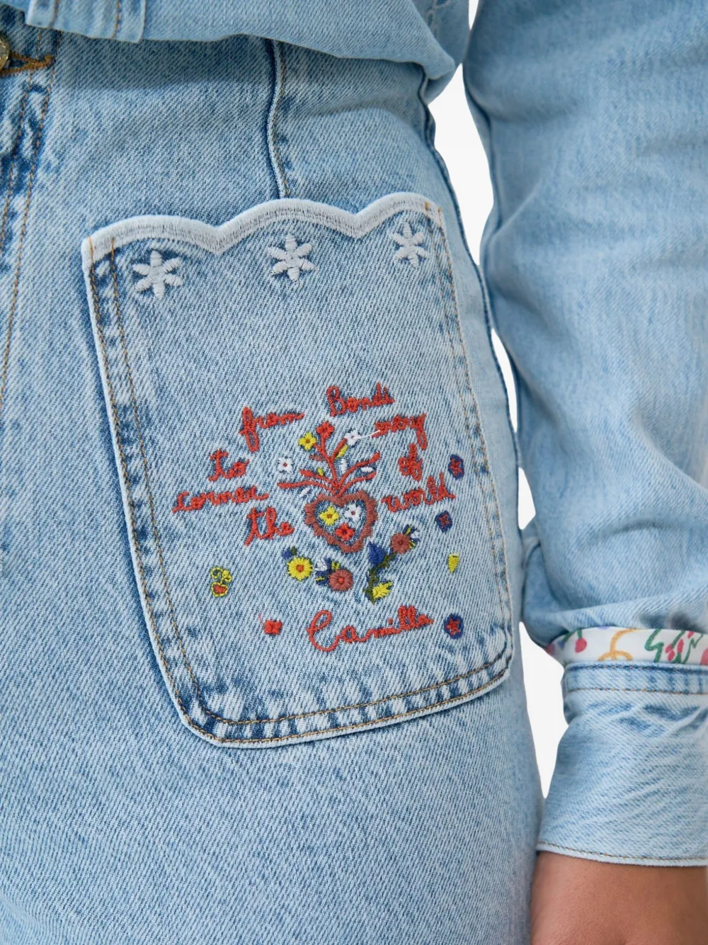 Camilla Jeans met geborduurd ringlets Blauw