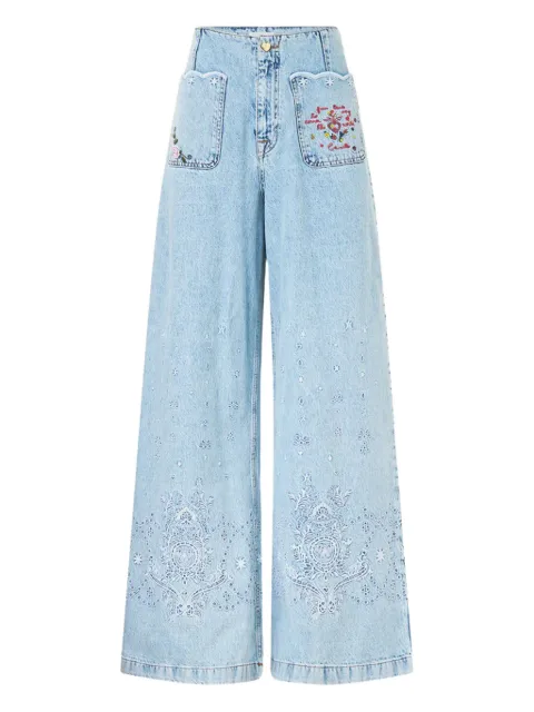 Camilla embroidered eyelet-detail jeans