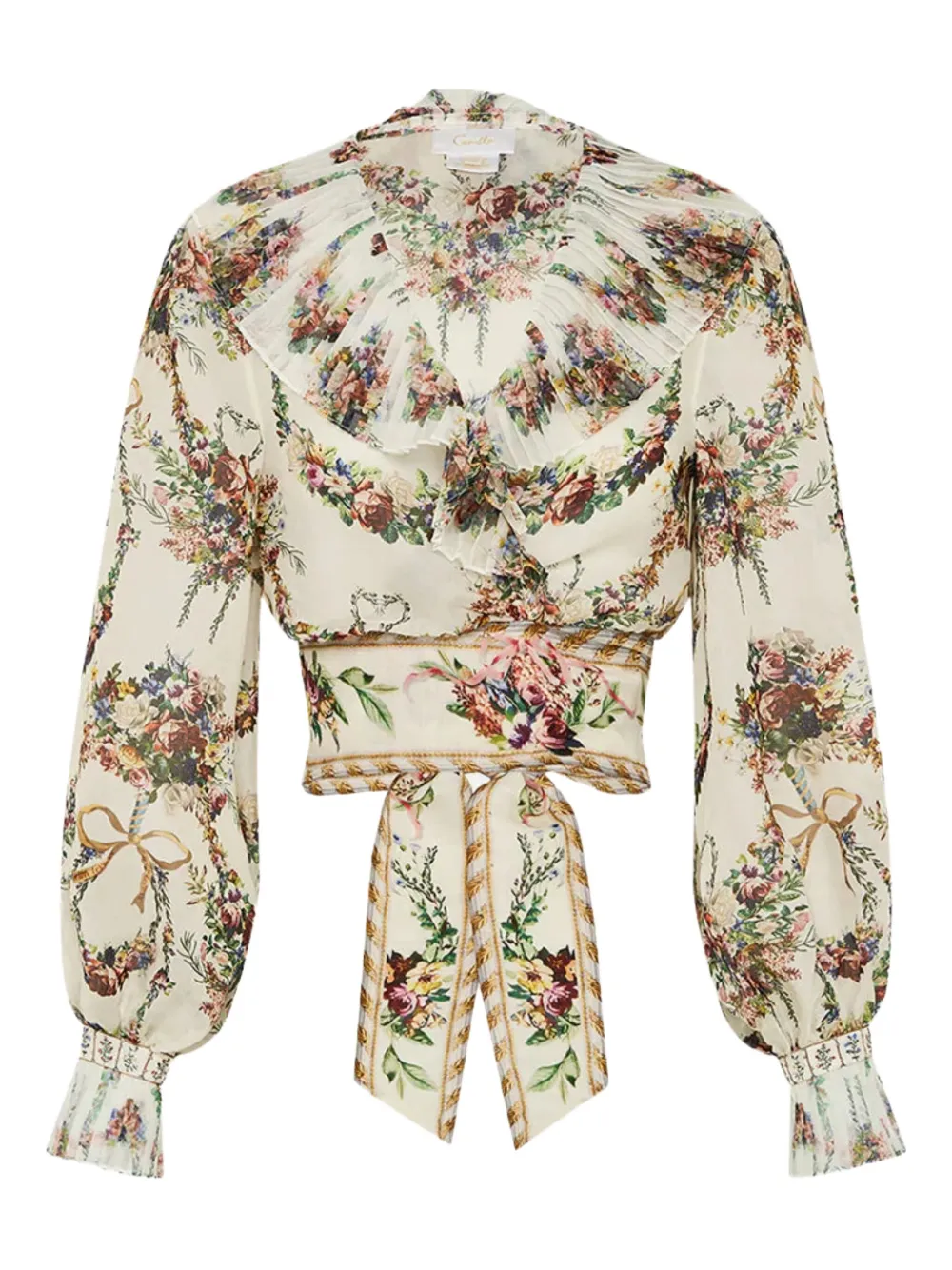 Camilla Wikkeltop met geplooide franje Beige