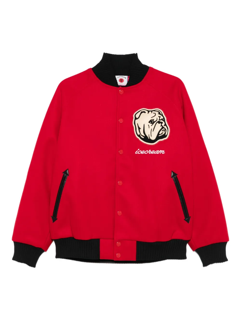bulldog-embroidered bomber jacket