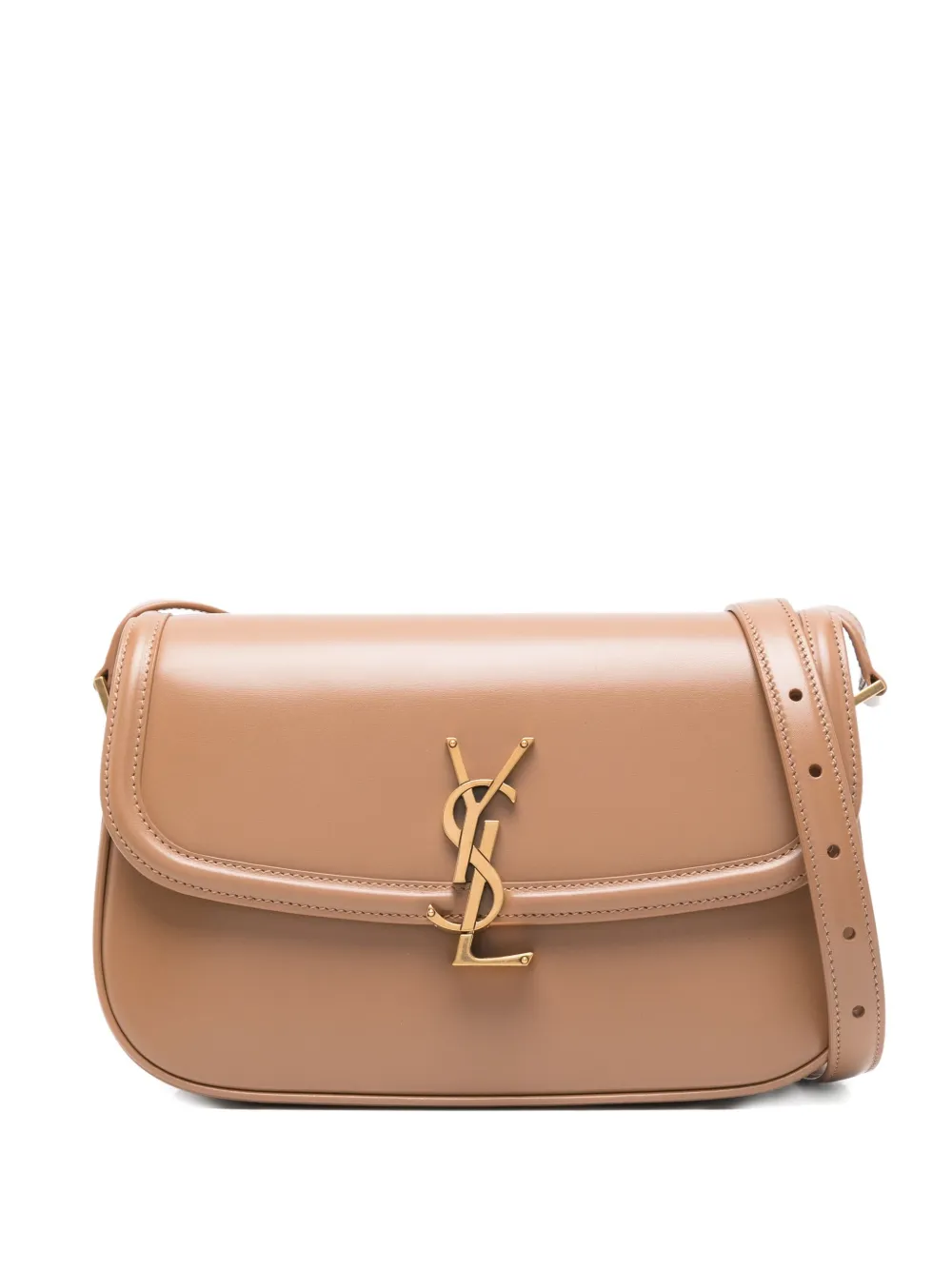 Saint Laurent medium Solferino logo-plaque foldover shoulder bag Bruin