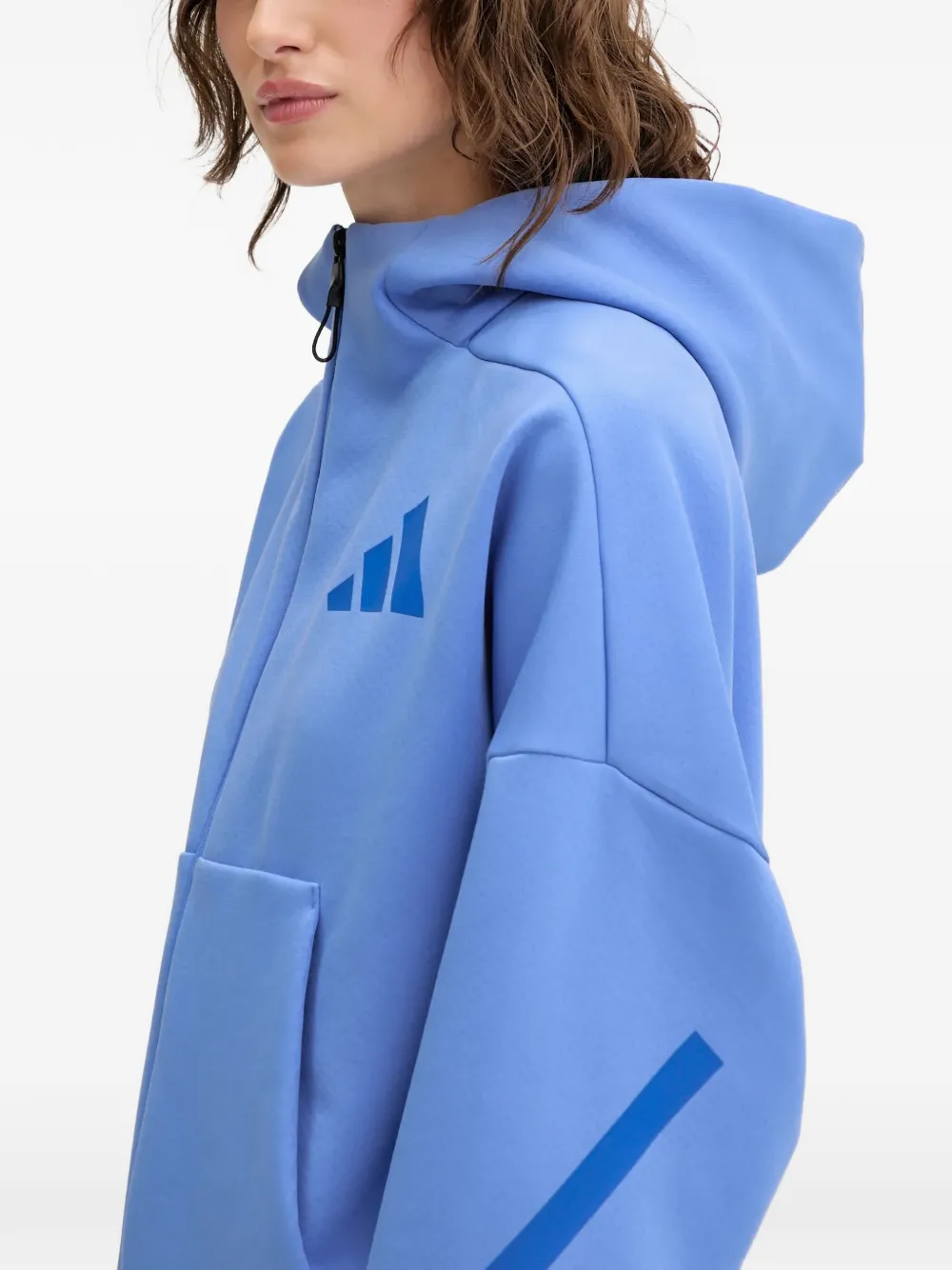 adidas Z.N.E. logo hooded hoodie Blauw