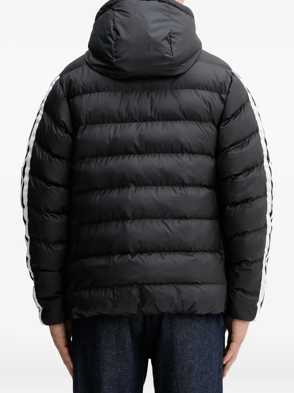 adidas Gewatteerd jack met capuchon en streepdetail Zwart