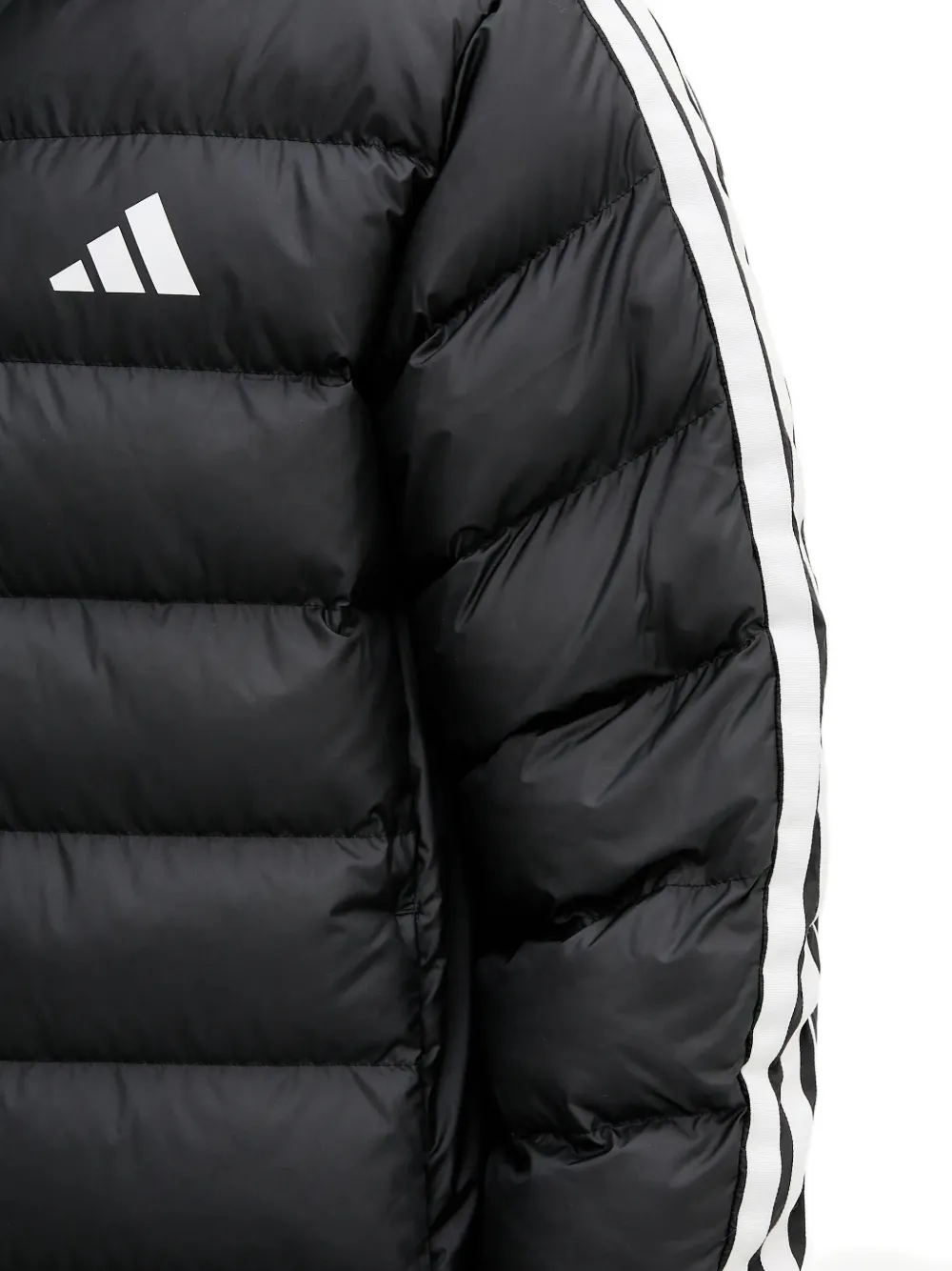 adidas Gewatteerd jack met capuchon en streepdetail Zwart