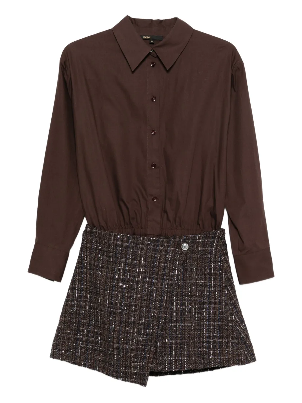 Maje robe courte à coupe asymétrique | marron | Image 1