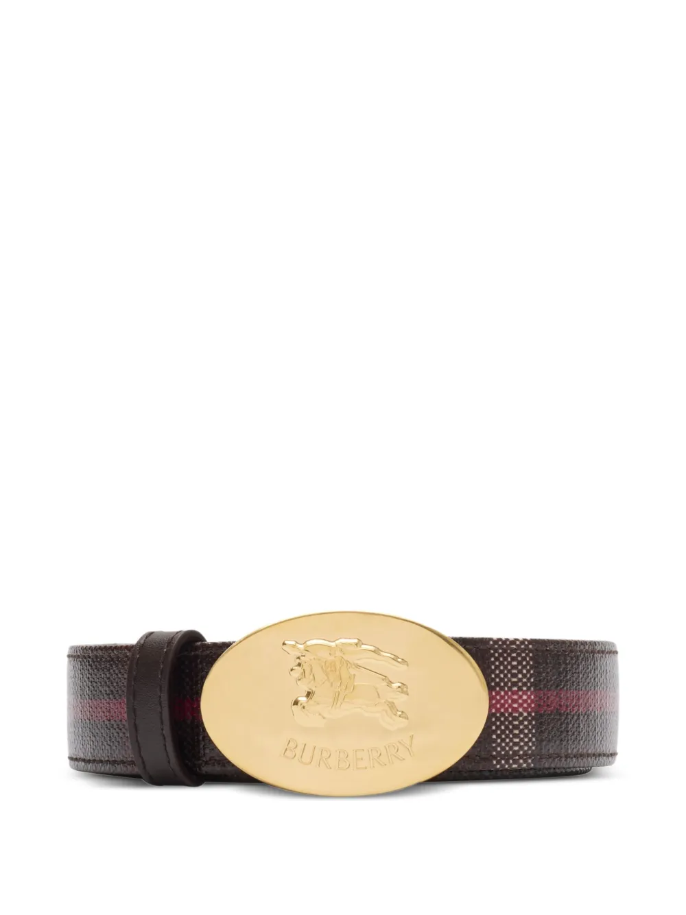 Burberry Geruite riem met ridderstempel - Bruin