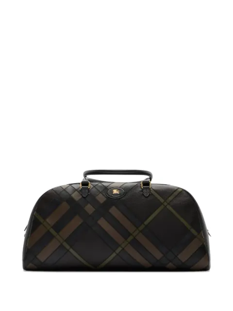Burberry check-pattern leather holdall