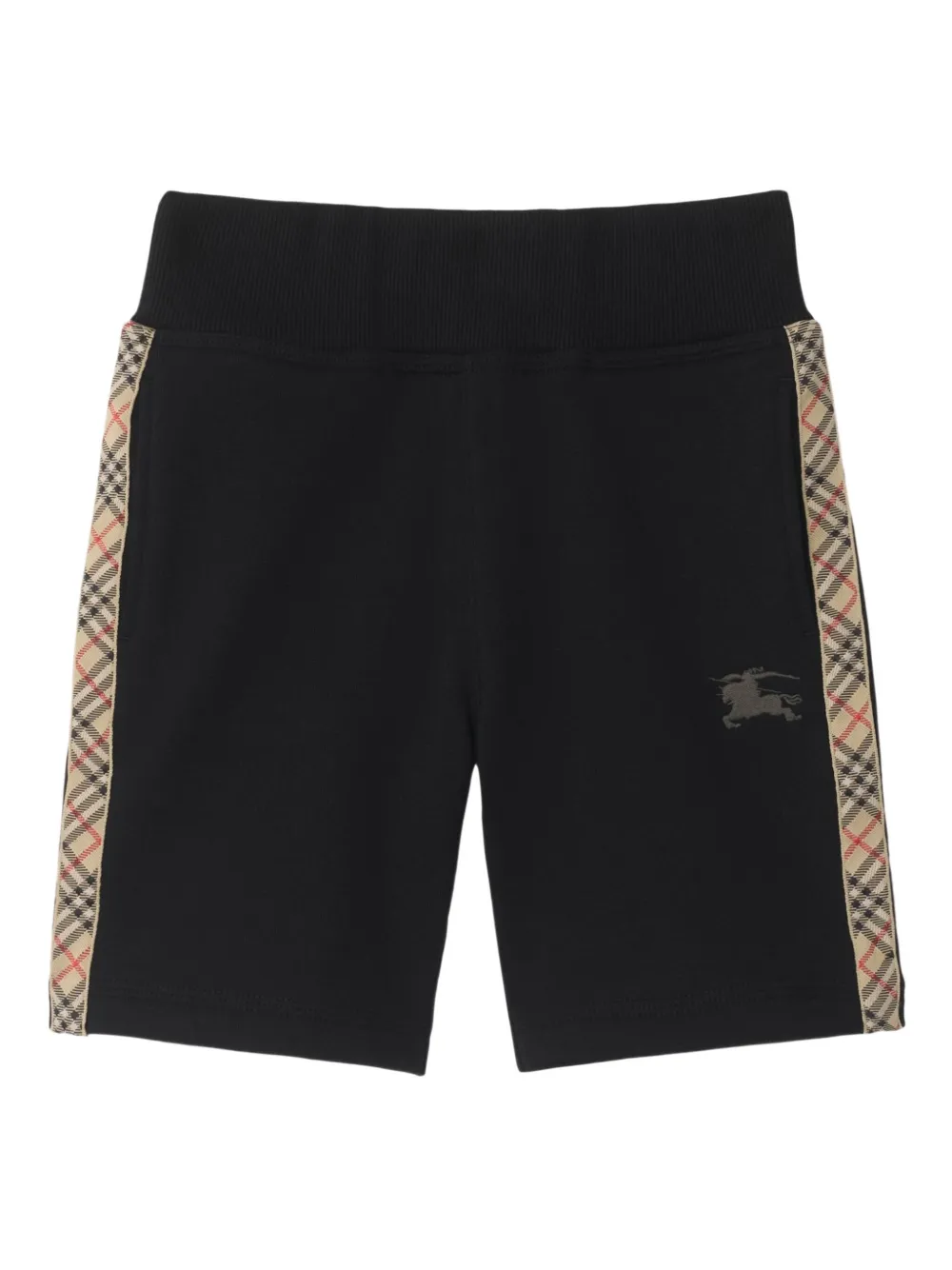 Burberry Check Trim Cotton Shorts In Black