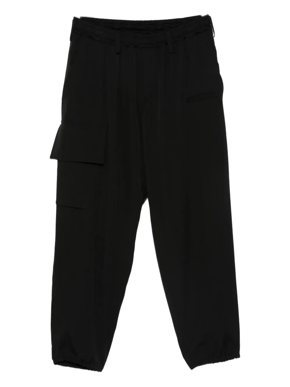 Yohji Yamamoto elasticated wool cargo trousers - ブラック Yohji Yamamoto elasticated wool cargo trousers - ブラック