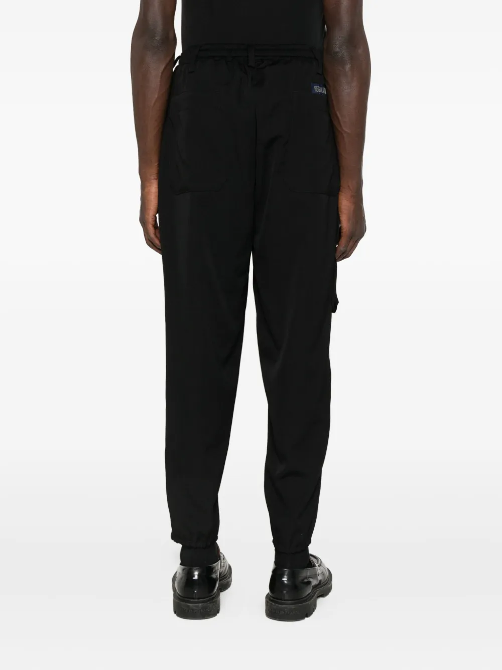 Yohji Yamamoto elasticated wool cargo trousers Zwart